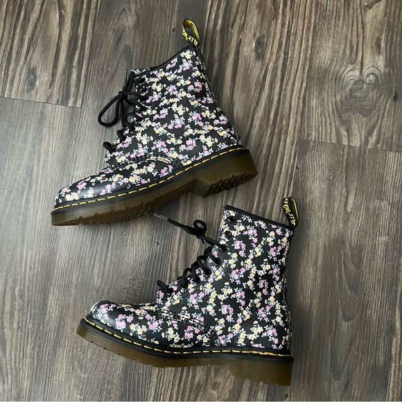 Dr. Martens Black Floral Air Wair Boots - Picture 8 of 15